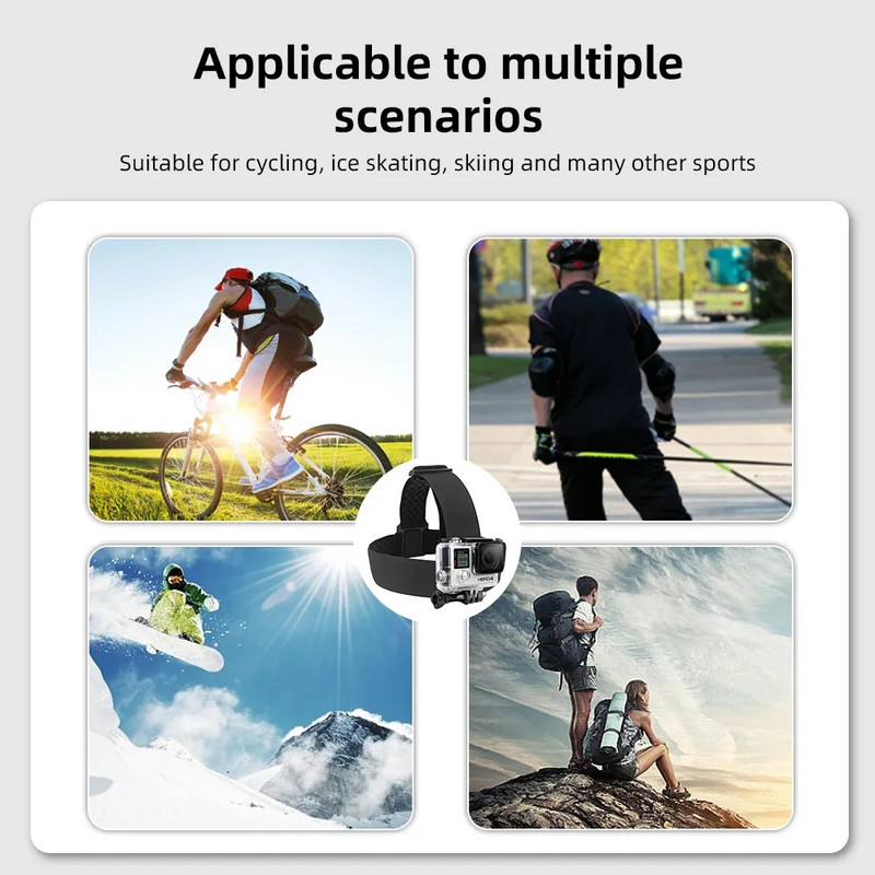 Galvos dirželio laikiklis, skirtas DJI Osmo Action 4 3 2 Insta360 Go3 One Rs GoPro 11/10/9/8/7/6 AKASO Xiaoyi Yi 4k sportinės kameros priedai