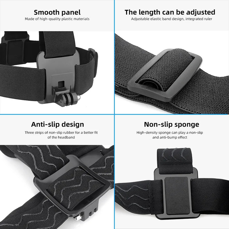 Galvos dirželio laikiklis, skirtas DJI Osmo Action 4 3 2 Insta360 Go3 One Rs GoPro 11/10/9/8/7/6 AKASO Xiaoyi Yi 4k sportinės kameros priedai