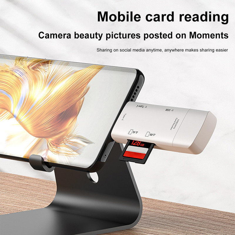 Cititor de carduri de memorie SD/TF Plug and Play Type-C/USB/Micro multifuncțional Cititor de carduri Transmisie de mare viteză pentru laptop