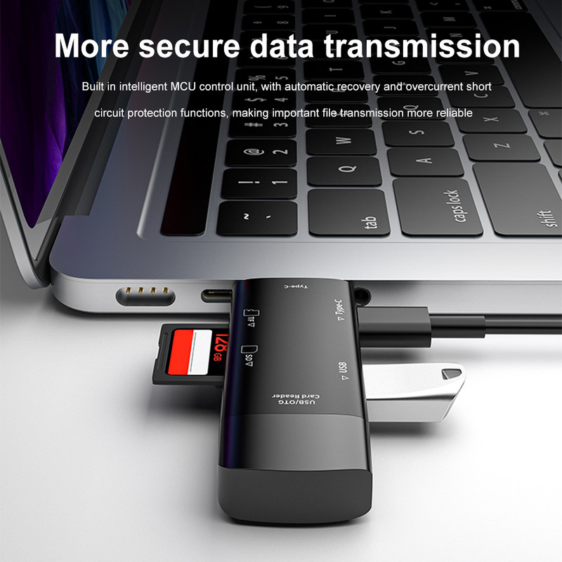 Cititor de carduri de memorie SD/TF Plug and Play Type-C/USB/Micro multifuncțional Cititor de carduri Transmisie de mare viteză pentru laptop