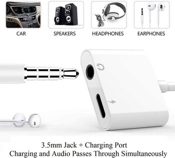 Φορτιστής προσαρμογέα ακουστικών 2 σε 1 για iPhone 14 13 12 11 Pro Max 7 8 Plus Jack 3.5 Aux Audio Headset Cable Adaptador Accessories