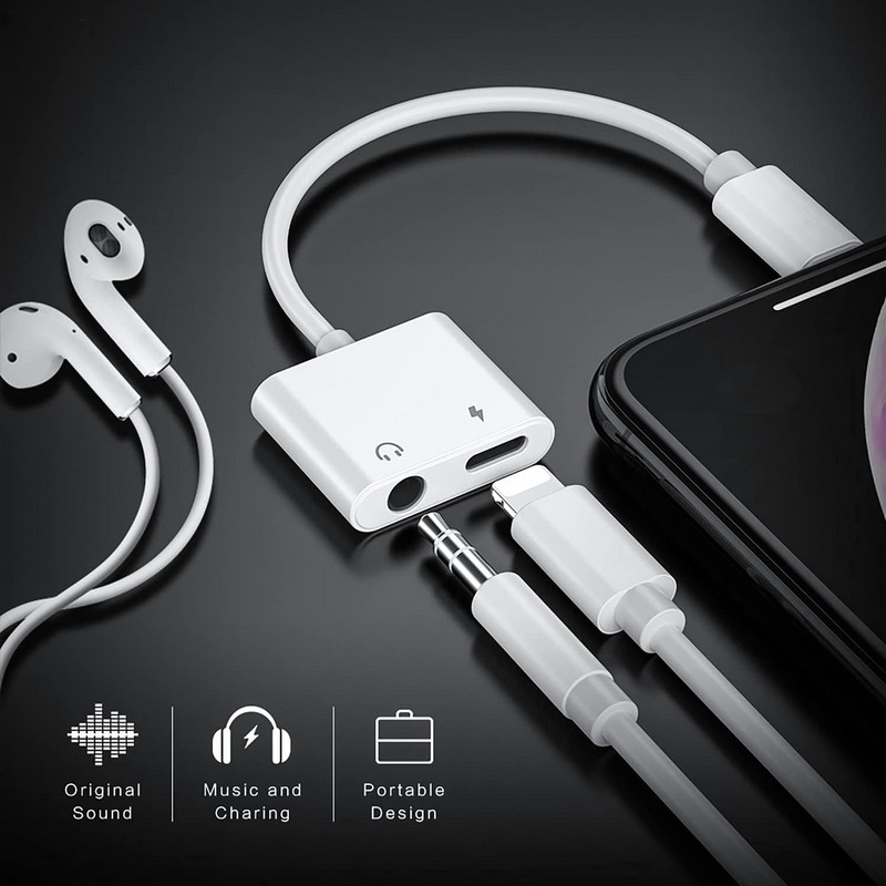 Încărcător adaptor căști 2 în 1 pentru iPhone 14 13 12 11 Pro Max 7 8 Plus Jack 3.5 Aux Audio Cablu Adaptator Accesorii