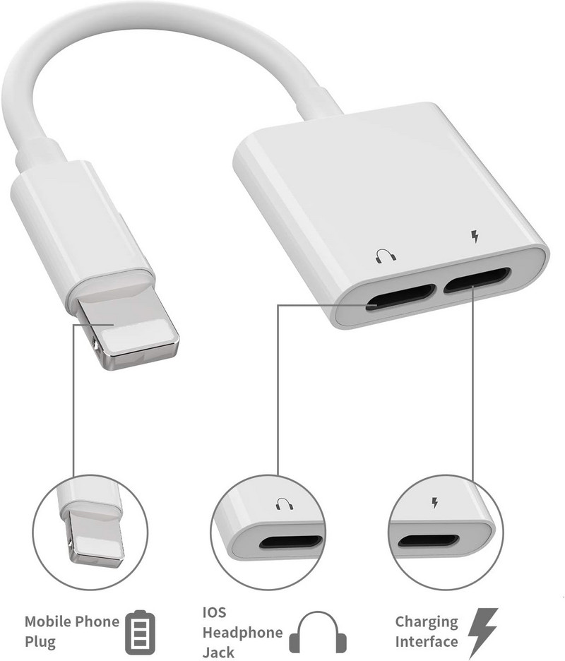 Încărcător adaptor căști 2 în 1 pentru iPhone 14 13 12 11 Pro Max 7 8 Plus Jack 3.5 Aux Audio Cablu Adaptator Accesorii