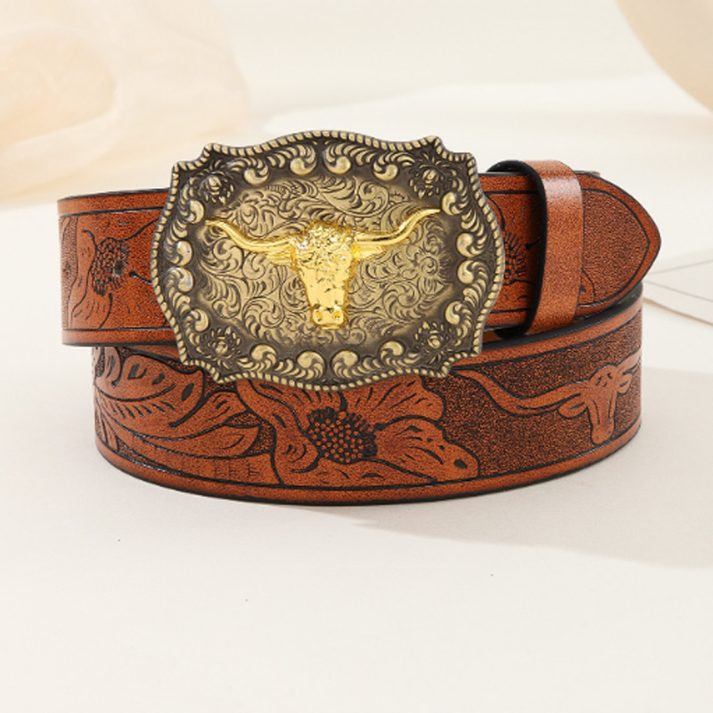 Retro lehmapea luustik Meeste punk-nahast vöö Western Cowboy stiilis teksarihm mood naiste meeste teksad vöörihma kaunistus