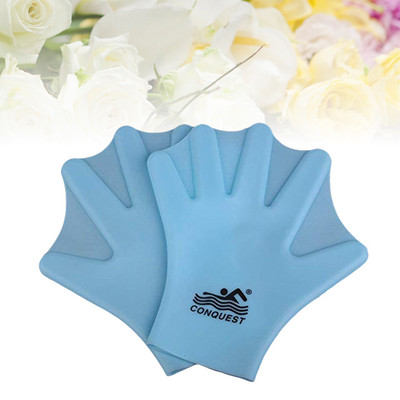 1 pereche de mănuși de înot din silicon cu bandă, mănuși pentru antrenament, pentru scufundări cu vâsle, pentru adulți, albastru cerul
