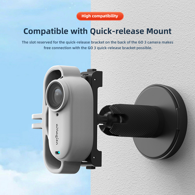 Põrutuskindel silikoonümbris Insta360 Go 3 kaitseraamiga kinnitusega 1/4 keermega adapter Insta360 Go3 kaitsekatte puuri jaoks