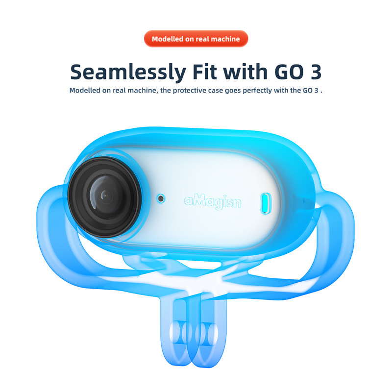 Põrutuskindel silikoonümbris Insta360 Go 3 kaitseraamiga kinnitusega 1/4 keermega adapter Insta360 Go3 kaitsekatte puuri jaoks