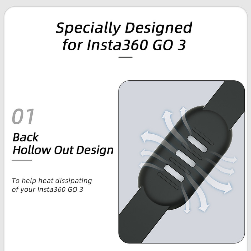 Για Insta360 GO 3 Αξεσουάρ: Γραβάτες προέκτασης σπορ καλωδίου, προστατευτική θήκη σιλικόνης Λουράκι κάμερας για Insta360 GO3 Θήκη σιλικόνης