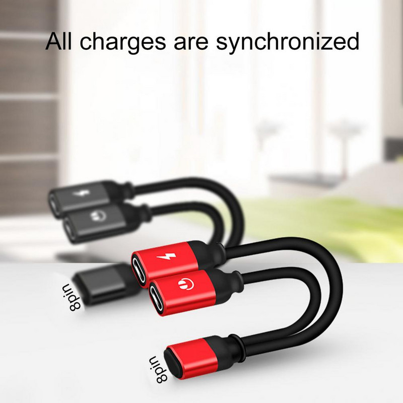 Αντάπτορας υποδοχή ακουστικών Θύρα γρήγορης φόρτισης Καλώδιο από κράμα αλουμινίου για iPhone 2-σε-1 Splitter Διπλός μετατροπέας