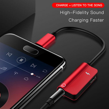 2 σε 1 USB C σε 3,5 χιλιοστά Φορτιστής ακουστικών Splitter Τύπος C Προσαρμογέας για Xiaomi Huawei Αξεσουάρ Samsung Samsung για κινητό τηλέφωνο