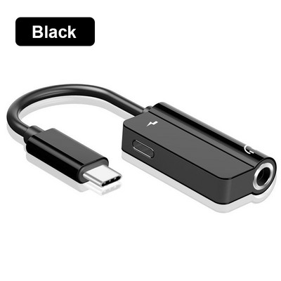2 viename USB C iki 3,5 mm ausinių įkroviklio skirstytuvo C tipo adapteris, skirtas Xiaomi Huawei Samsung priedai mobiliesiems telefonams