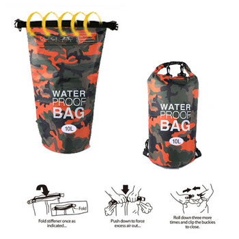 2L/5L/10L/20L Ξηρά αδιάβροχη τσάντα εξωτερικού χώρου Σάκκος ξηρής τσάντας Αδιάβροχες πλωτές τσάντες ξηρού εξοπλισμού για ψάρεμα με βαρκάδα, ράφτινγκ κολύμπι