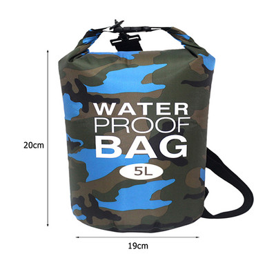 2L/5L/10L/20L Ξηρά αδιάβροχη τσάντα εξωτερικού χώρου Σάκκος ξηρής τσάντας Αδιάβροχες πλωτές τσάντες ξηρού εξοπλισμού για ψάρεμα με βαρκάδα, ράφτινγκ κολύμπι
