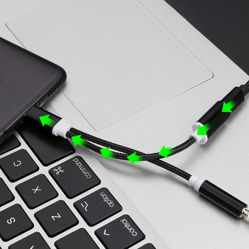 Bluelans 2 viename C tipo iki 3,5 mm įkroviklio ausinių garso lizdas USB C tipo C prie AUX jungties kabelio adapteris mobiliajam telefonui