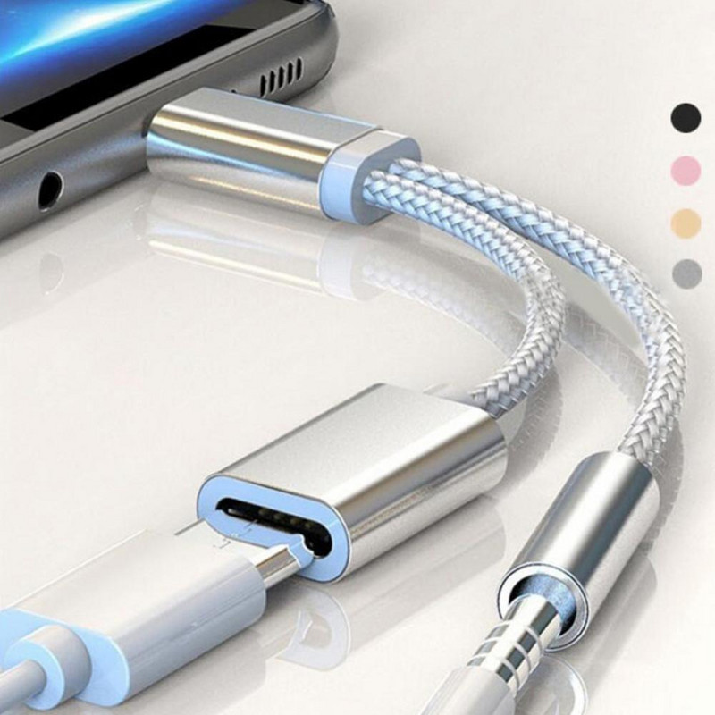 Bluelans 2 viename C tipo iki 3,5 mm įkroviklio ausinių garso lizdas USB C tipo C prie AUX jungties kabelio adapteris mobiliajam telefonui