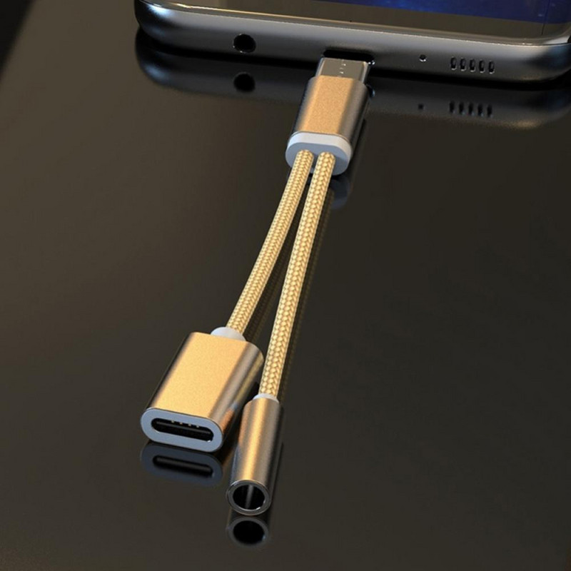 Bluelans 2 viename C tipo iki 3,5 mm įkroviklio ausinių garso lizdas USB C tipo C prie AUX jungties kabelio adapteris mobiliajam telefonui