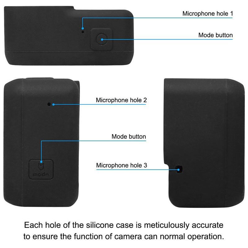 LANBEIKA Carcasa din cauciuc siliconic Carcasa de protectie Carcasa moale pentru kituri de accesorii Gopro Go Pro Hero 5 6 7 Camera de actiune neagra
