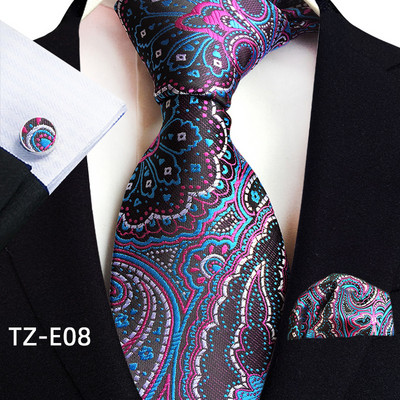 Royal Ριγέ Μεταξωτές Γραβάτες Paisley Ανδρικά Πολυτελή 8cm Γραβάτα Τσέπη τετράγωνα Μανικετόκουμπα Σετ Δώρου Αξεσουάρ κοστούμι με υφαντό υφαντό ζακάρ