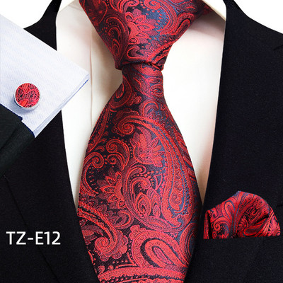 Royal Ριγέ Μεταξωτές Γραβάτες Paisley Ανδρικά Πολυτελή 8cm Γραβάτα Τσέπη τετράγωνα Μανικετόκουμπα Σετ Δώρου Αξεσουάρ κοστούμι με υφαντό υφαντό ζακάρ