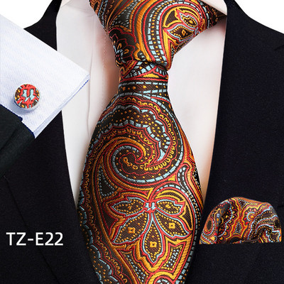 Royal Ριγέ Μεταξωτές Γραβάτες Paisley Ανδρικά Πολυτελή 8cm Γραβάτα Τσέπη τετράγωνα Μανικετόκουμπα Σετ Δώρου Αξεσουάρ κοστούμι με υφαντό υφαντό ζακάρ