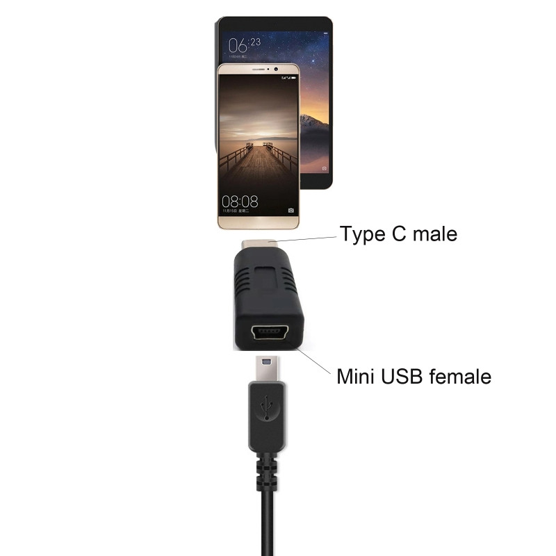 1/2/5 tk kaasaskantav konvertertelefoni tahvelarvuti mini-USB emane C-tüüpi isane adapteri tugi andmeedastuse laadimine korrosioonivastane