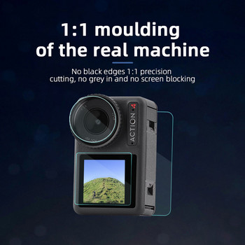Закалено стъклено протекторно фолио за преден и заден екран на камерата DJI OSMO Action 4 + аксесоар за фотоапарат с филм за обектив