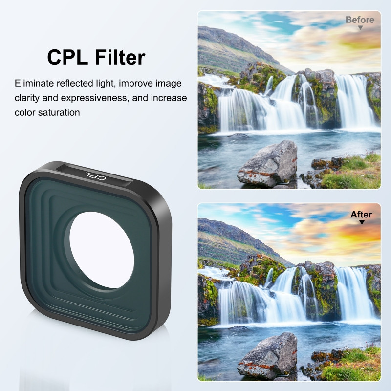 PULUZ ND8 / ND16 / ND32 / CPL / UV filtri priekš GoPro Hero11 Black Mini HERO10 HERO9 darbības kameru objektīva filtru piederumi