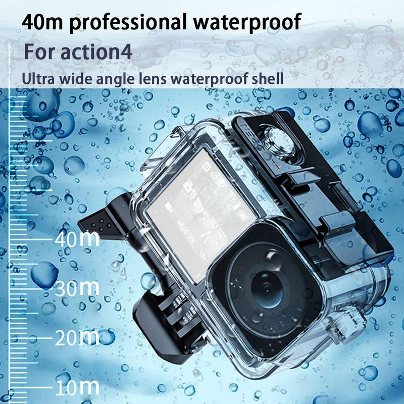 DJI Osmo Action 4 kaamerale, veekindlale kestale, sukeldumiskorpusele, kaitsev korpusele, kaamera tarvikud