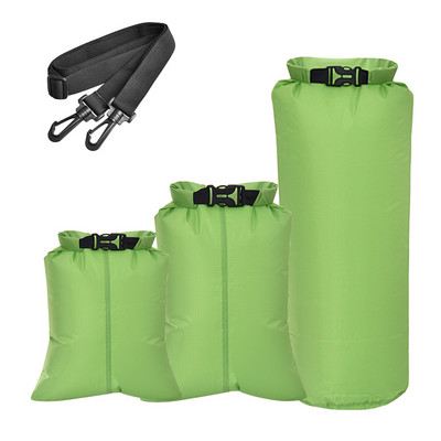 3 Συσκευασία Αδιάβροχη τσάντα 3L 7,5L 22L Υπαίθρια Υπαίθρια Υπερελαφριά Roll Top Dry Sacks με ιμάντα ώμου για κάμπινγκ Ταξίδια με καγιάκ