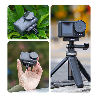 Augstas kvalitātes magnētiskais divu spīļu adapteris DJI OSMO Action 3 adapterim neilona alumīnija sakausējuma darbības kameras piederumiem