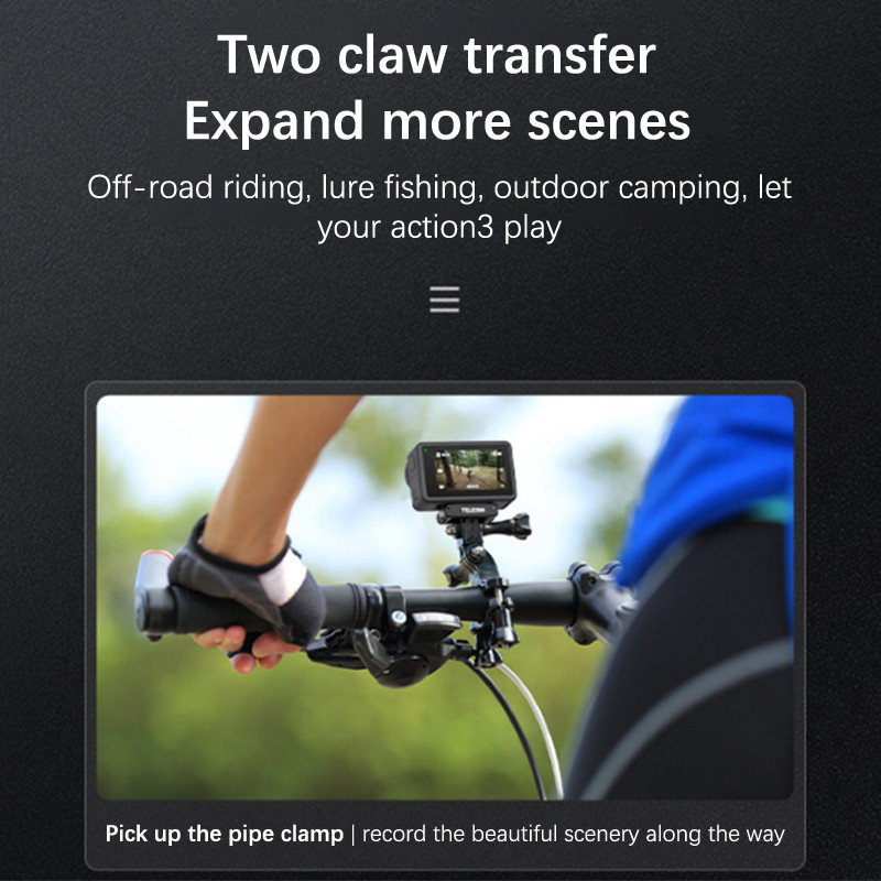 Aukštos kokybės magnetinis dviejų letenų adapteris, skirtas DJI OSMO Action 3 adapteriui, nailono aliuminio lydinio veiksmo kameros priedams