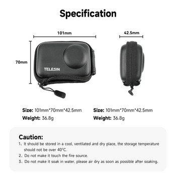 TELESIN Storage Protect Bag For DJI Osmo Action 3 4 Βουρτσισμένη μισάνοιχτη θήκη μεταφοράς γρήγορης αποδέσμευσης για αξεσουάρ DJI Action 3/4