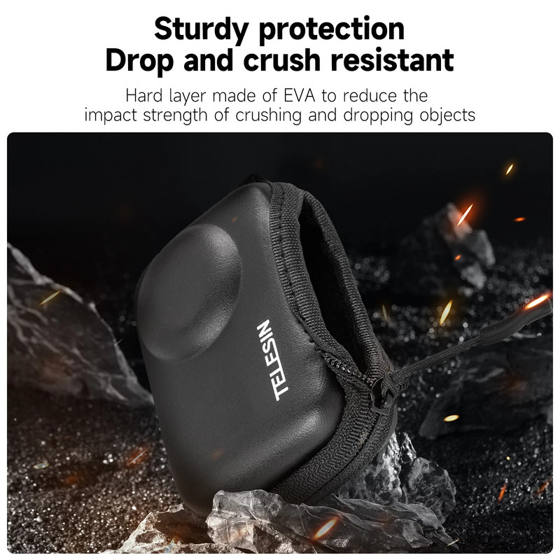 TELESIN Storage Protect Bag For DJI Osmo Action 3 4 Βουρτσισμένη μισάνοιχτη θήκη μεταφοράς γρήγορης αποδέσμευσης για αξεσουάρ DJI Action 3/4