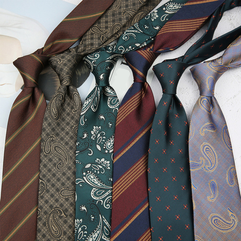 Linbaiway 8 cm-es brit stílusú, nyomott nyakkendő férfiaknak Vintage Paisley virágos nyakkendő Cravat esküvői parti úri nyakkendő