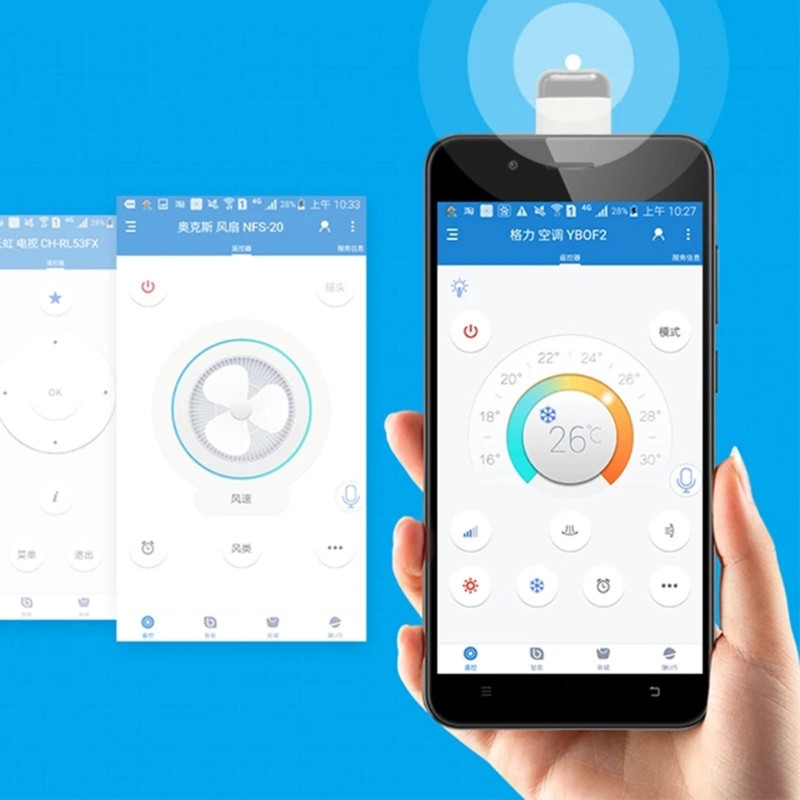 Traadita infrapunaseadmete adapter teleriteleri jaoks. C-tüüpi õhukonditsioneeri / mikro-USB liidesega mobiiltelefoni infrapunakontroller F19E