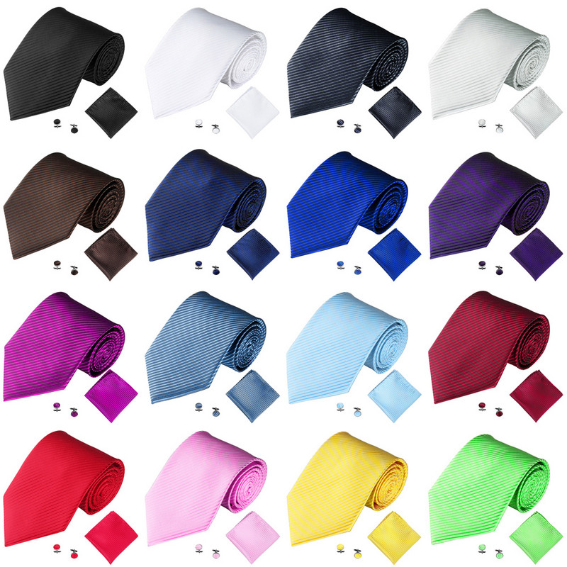 Modni set muških kravata za muškarce Žene 10 cm/4 inča Vjenčani dodaci Jednobojni prugasti Crni Crveni Zeleni Bijeli manžeti Četvrtasta kravata