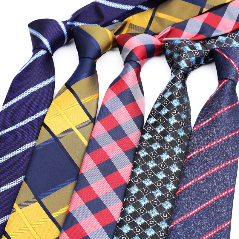 19 színű új 7 cm-es férfi nyakkendő csíkos pólyás nyakkendők férfinak Poliészter selyem Jacquard Cravat Business Party Corbatas Para Hombre