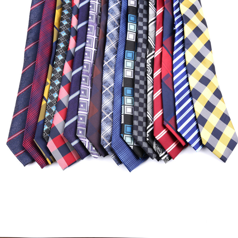19 színű új 7 cm-es férfi nyakkendő csíkos pólyás nyakkendők férfinak Poliészter selyem Jacquard Cravat Business Party Corbatas Para Hombre