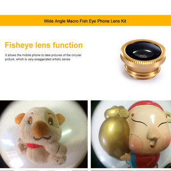 Κιτ φακών τηλεφώνου 3 σε 1 ευρυγώνιο μακροεντολή Fisheye Πολυλειτουργικό Πρακτικό εξαιρετικά φορητό ανθεκτικό για iPhone Samsung Huawei Xiaomi