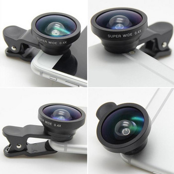 Комплект обективи за телефон 0,4X широкоъгълен макрообектив с рибешко око HD камера Lentes Външен обектив за мобилен телефон ForiPhone ForXiaomi