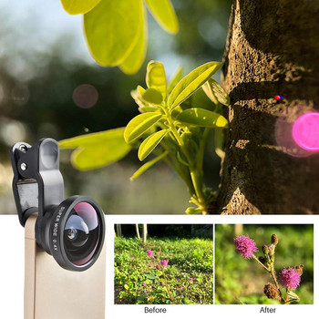 Комплект обективи за телефон 0,4X широкоъгълен макрообектив с рибешко око HD камера Lentes Външен обектив за мобилен телефон ForiPhone ForXiaomi