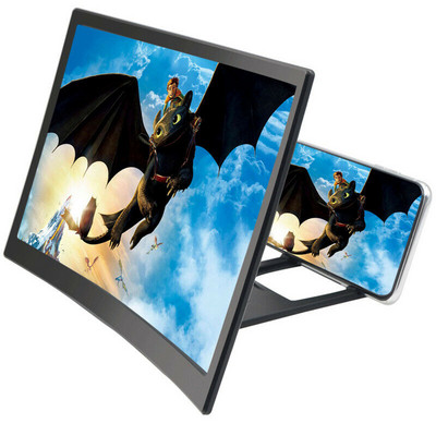 12 / 7,8 инча голям екран 3D HD усилвател Извит екран Лупа за екран на мобилен телефон Държач за стойка за видео усилвател