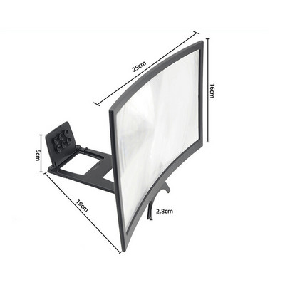 12 / 7,8 colio didelio ekrano 3D HD stiprintuvas išlenktas ekranas Mobiliojo telefono ekrano didintuvas Išmaniojo telefono vaizdo stiprintuvo stovo laikiklis