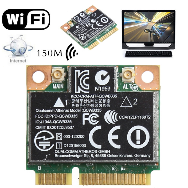 G5AA 802.11b/g/n WiFi ar Bluetooth saderīga bezvadu pusmini PCI-E karte HP Atheros QCWB335 AR9565 690019-001