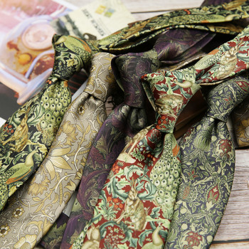 Vintage Floral στάμπα χακί πράσινη γραβάτα 8cm Polyester Silk Touch Ανδρική καθημερινή στολή για πάρτι σμόκιν Αντρικό αξεσουάρ δώρου Cravat