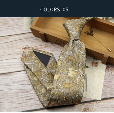 Vintage virágmintás khaki zöld nyakkendő 8 cm poliészter selyem érintés férfi napi bankett öltöny szmoking férfi kravát ajándék kiegészítő