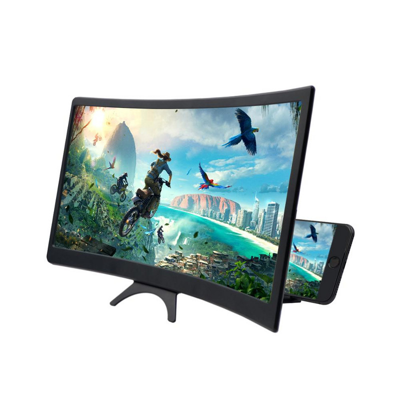 L6 12 hüvelykes hajlított telefon képernyő erősítő HD 3D videó mobiltelefon nagyítós állvány konzol Összehajtható telefon tartó projektor