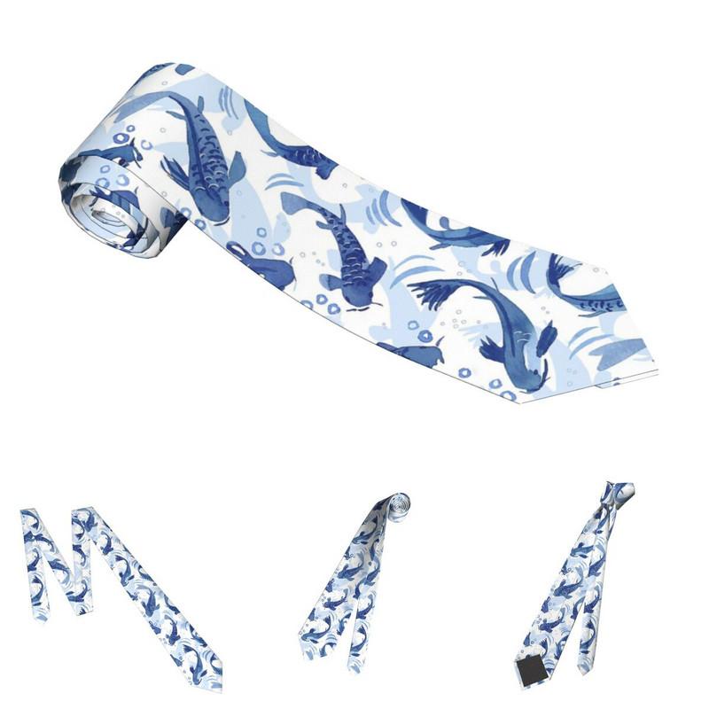 Koi Fish Dance Ανδρικές Γραβάτες Λεπτές Πολυεστερικές 8 εκ. Κλασικό Μπλε Delft Γραβάτα για Ανδρικά Κοστούμια Αξεσουάρ Γάμου Γραφείο