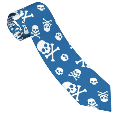 Bandana craniu și oase încrucișate cravată albastră bărbați 8 cm cravată clasică pentru bărbați Accesorii cămașă accesorii pentru nunta cosplay