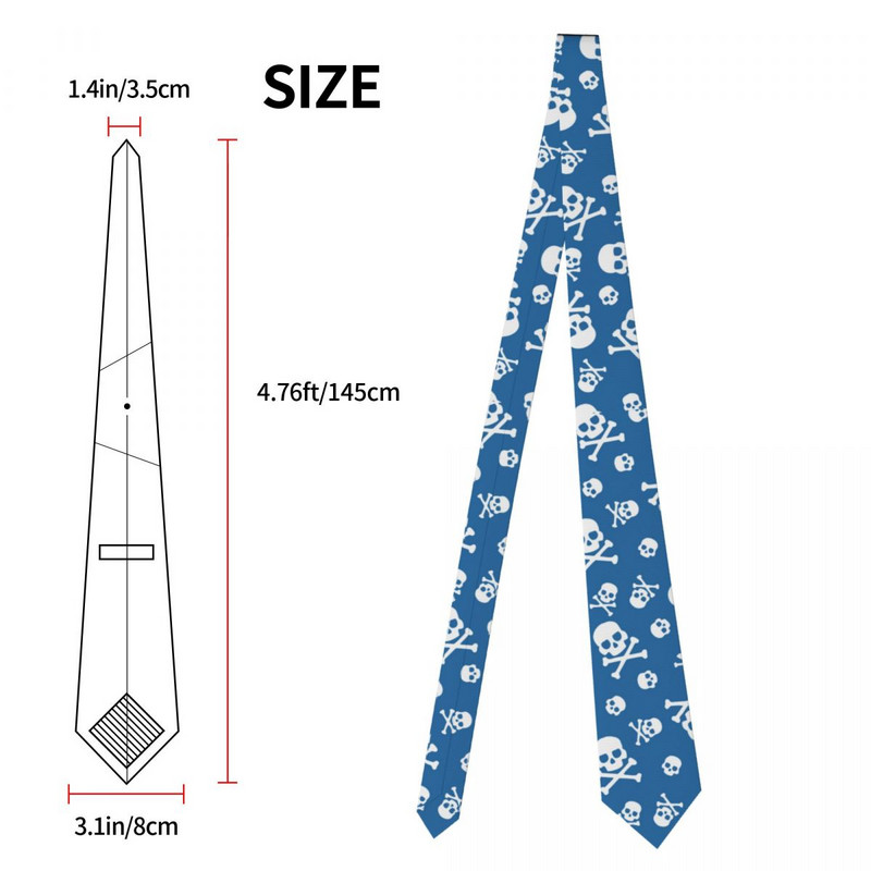 Bandana Skull and Crossbones Mėlynas kaklaraištis vyriškas 8 cm Klasikinis kaklaraištis vyrams Marškiniai Aksesuarai Vestuvių Cosplay Rekvizitai